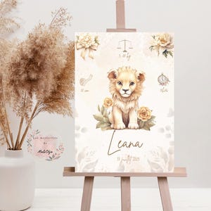 Póster de bautismo de nacimiento personalizado en acuarela - Nombre - Regalo de nacimiento - Póster de bebé niño - Decoración de dormitorio - Decoración de fiesta