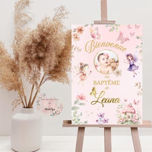 Poster personalizzato per il compleanno del battesimo - Poster di benvenuto - Decorazione per il battesimo - Decorazione per il compleanno - Poster per l'evento delle fate