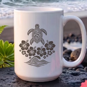 Semestersköldpaddsmugg, morgonritualkaffe, sommarkaffemugg, Beah Vibe-mugg, hibiskusmugg, tropisk Hawaii-mugg, bästsäljande mugg