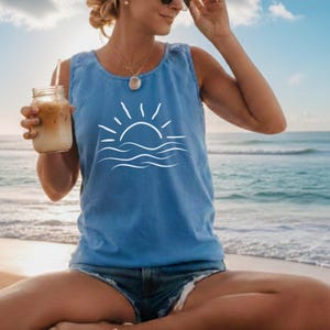 Comfort Colors Sun, Sun Tank Top, SunShine Vibe Tank, Sun Wave Tank, Ocean Wave Tank, Ocean Vibe Tee, Ocean Vibe, Surfing Vibe Tank