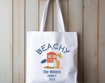 Personal Tote Bag, Personalized Beach Tote, Family Vacation 2025, Tote Personalization, Beachy Tote Bag, Beach House Summer, Trendy Tote