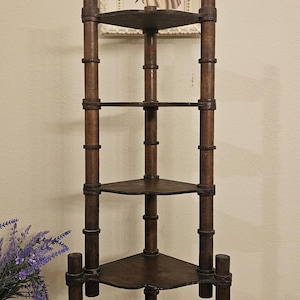 Vintage Wooden 5 Tier Corner Etagere Display Stand