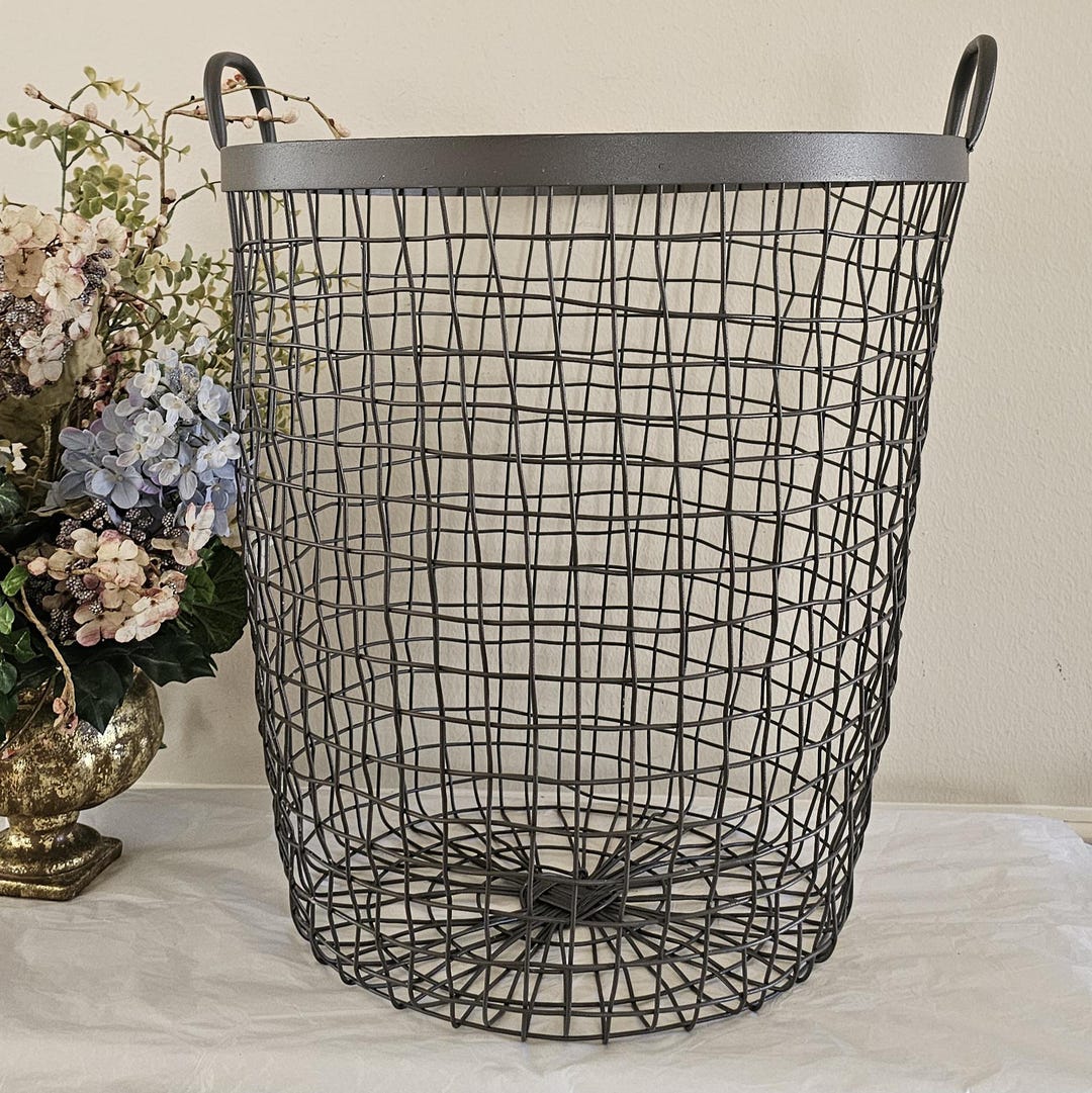 Large Industrial Metal Wire Basket With Dual Handles – 21.5” Tall ...