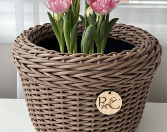 Rattan Planter Outdoor planter Houseplant basket Woven Decor Minimalist Decor Pot holder