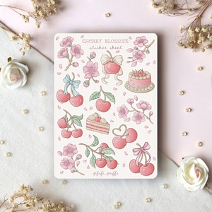Stickervel Kersenbloesem | plannerstickers, fruitstickers, bulletjournalstickers, plakboekstickers, lente, gezellige kunst