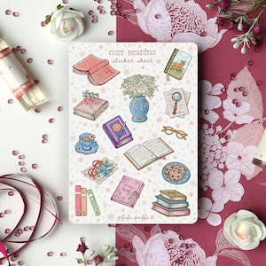 Sticker Bogen Gemütliche Lektüre | Planner Sticker, Bullet Journal Sticker, Winter, Lektüre, Scrapbook Sticker, handgemachtes Geschenk