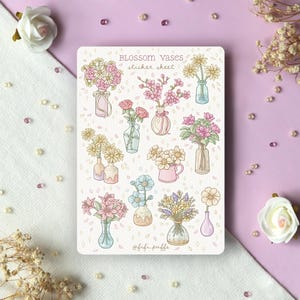 Foglio di adesivi Blossom Vases / adesivi per planner, fiori, adesivi per bullet journal, floreali, adesivi per scrapbooking, regalo fatto a mano