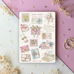 Foglio di adesivi Dear Heart / adesivi per planner, adesivi per bullet journal, adesivi per San Valentino, adesivi romantici, adesivi per scrapbooking, regalo fatto a mano