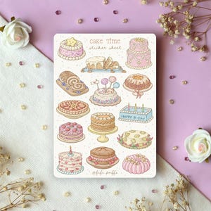 Stickervel Taarttijd | plannerstickers, cakestickers, bulletjournalstickers, plakboekstickers, leuke, gezellige kunst, flirtstickers