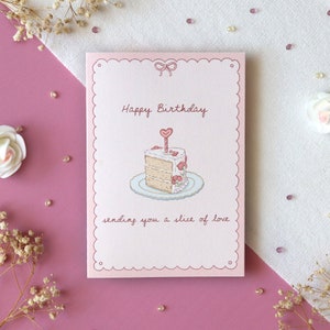 Carte de joyeux anniversaire | carte de voeux, jolie carte d'anniversaire, coquette, carte d'amour, carte de félicitations, carte vierge, jolie coquette, amateur de gâteaux