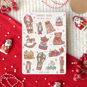 Hoja de pegatinas de juguetes dulces / pegatinas de planificador, pegatinas de bullet journal, navidad, invierno, pegatinas de álbum de recortes, regalo hecho a mano