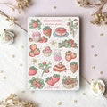 Sticker Sheet Strawberries | planner stickers, fruit stickers, bullet journal stickers, scrapbook stickers, spring, cozy art product logo