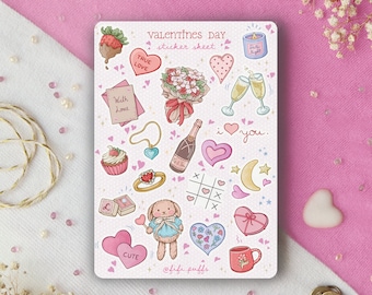 Sticker Sheet Sweet Hearts | planner stickers, bullet journal stickers, valentines stickers, romantic, scrapbook stickers, handmade gift