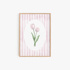 Décoration de chambre d'enfant, impression de fleurs, décoration de chambre de fille, impression d'art mural tulipe imprimable, décoration de chambre de fille, thème rose en téléchargement numérique TULIP01