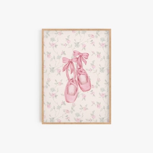 Vintage Ballerina Print: Soft Pink Ballet Shoes, Nursery Wall Art (Digital Download)