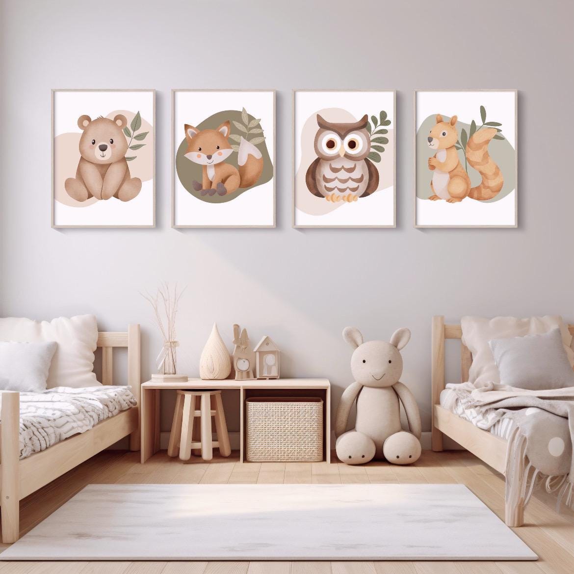 Forest Animal Nursery Wall Art Set | Woodland Animal Prints for Baby ...