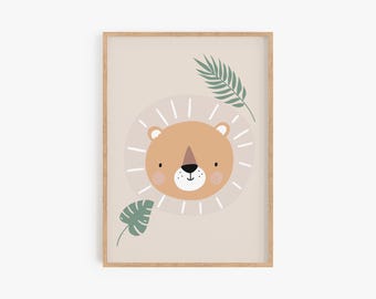 Safari Nursery Print: Lion Cub, Jungle Animals (Digital Download)