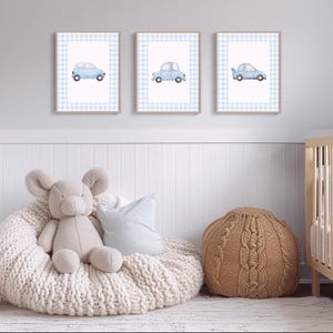 Blue Watercolor Cars Nursery Art: Playroom Decor (Digital Download)
