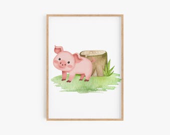 Farm Animal Nursery Print, Kids Room Wall Art (Digital Download)