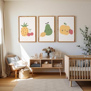 Boho Fruit Nursery Art Prints: Playroom Wall Decor (Digital Download)