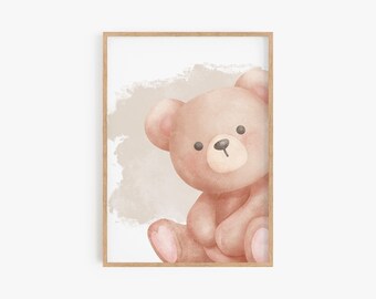 Schattige beer wordt afgedrukt, decor beren speelkamer, neutrale kinderkamer afdrukbare muurkunst, dierlijke kunst, decor beer thema kinderkamer, neutrale kinderkamer afdrukbare muurdecoratie digitale download BEAR01