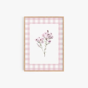 Floral Nursery Decor Prints, Girl Nursery Decor, Printable Flower Wall Art, Girls Room Decor, Pink Theme Nursery Digital Download PLAID01