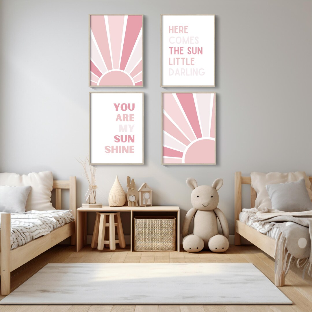 Pink Sunshine Nursery Print: Watercolor Sun Decor (digital Download) - Etsy
