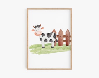 Farm Animal Nursery Prints, Playful Kids Room Decor (Digital Download)