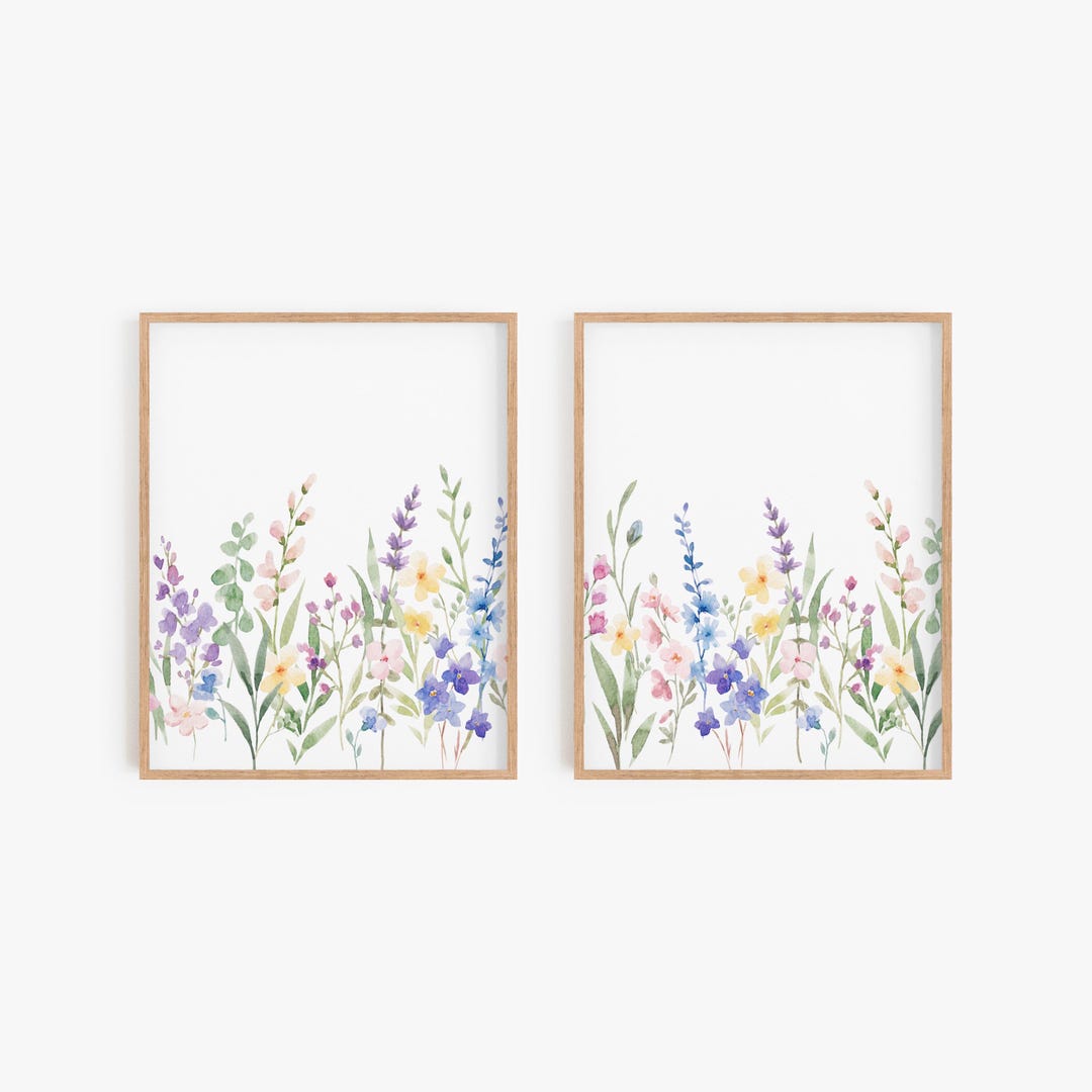 Wildflower Nursery Wall Art Set of 2 | Floral Prints for Baby Girl Room ...