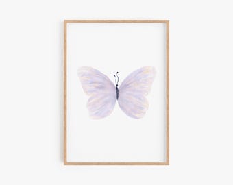 Purple Butterfly Nursery Wall Art | Pastel Butterfly Prints for Baby Girl Room | Printable Nursery Decor | Digital Download