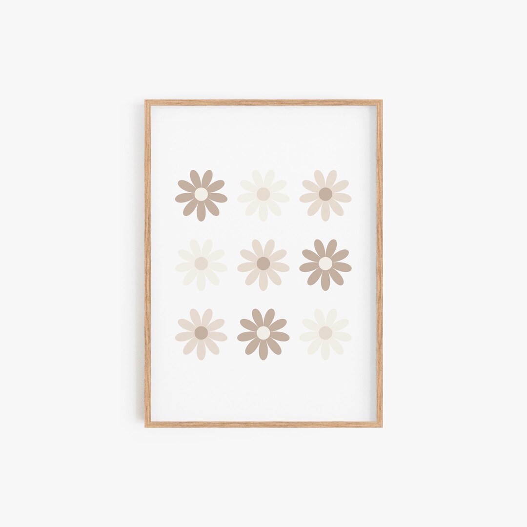 Neutral Flower Nursery Wall Art | Boho Floral Prints for Baby Girl Room ...
