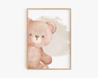 Schattige beer wordt afgedrukt, decor beren speelkamer, neutrale kinderkamer afdrukbare muurkunst, dierlijke kunst, decor beer thema kinderkamer, neutrale kinderkamer afdrukbare muurdecoratie digitale download BEAR01