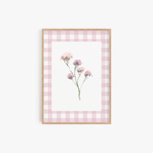 Floral Nursery Decor Prints, Girl Nursery Decor, Printable Flower Wall Art, Girls Room Decor, Pink Theme Nursery Digital Download PLAID01