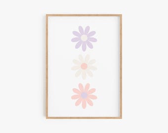 Pastel Flower Nursery Decor Print, Watercolor Floral Wall Art (Digital Download)
