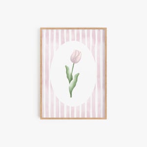 Décoration de chambre d'enfant, impression de fleurs, décoration de chambre de fille, impression d'art mural tulipe imprimable, décoration de chambre de fille, thème rose en téléchargement numérique TULIP01