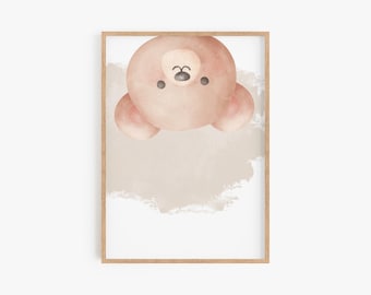 Schattige beer wordt afgedrukt, decor beren speelkamer, neutrale kinderkamer afdrukbare muurkunst, dierlijke kunst, decor beer thema kinderkamer, neutrale kinderkamer afdrukbare muurdecoratie digitale download BEAR01