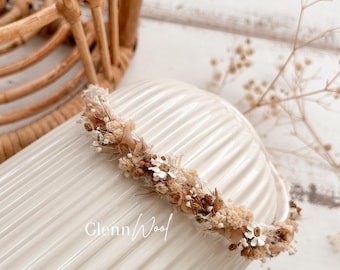 Haarkranz Trockenblumen beige | braun | boho | für zauberhafte Newborn Shootings | Taufe