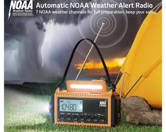 Emergency Radio,  AM/FM/NOAA, Sos  Battery, 5 Way Powered Emergency Hand Crank w/ usb Charger, Flashlight, Reading Lamp, Headphone Jack