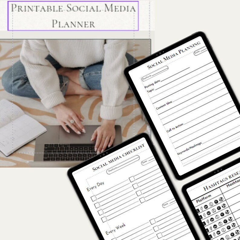 Printable Social Media Scheduler Instagram and Tiktok Calendar ...