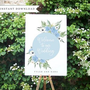 Blue Hydrangea Wedding Welcome Sign | Wedding Sign | Welcome Wedding Sign | Digital Wedding sign | Instant Download