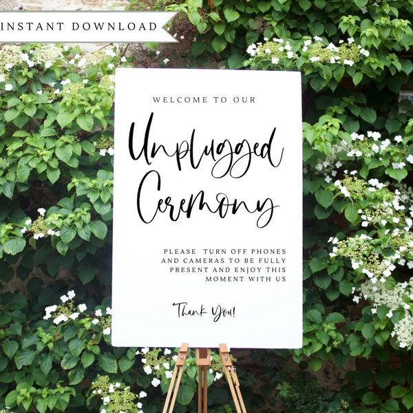 Unplugged Ceremony Sign | Welcome Wedding Sign | Welcome to our Unplugged Wedding Sign | Digital Wedding Sign | Instant Download