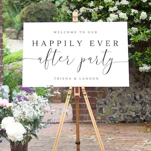 Happily Ever After Party Sign | Reception welcome sign | Custom Printed Wedding Sign | Physical Wedding sign
