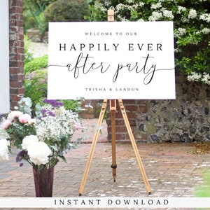 Happily Ever After Party Sign | Reception welcome sign | Custom Printed Wedding Sign | Physical Wedding sign