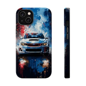 Subaru WRX STI Silver/Blue Grunge Magsafe Tough iPhone Case
