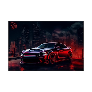 Dodge Charger SRT Night Cityscape Poster