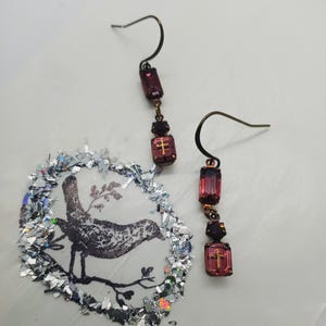 Vintage Re-invented Intaglio Cross Cameo earrings E15