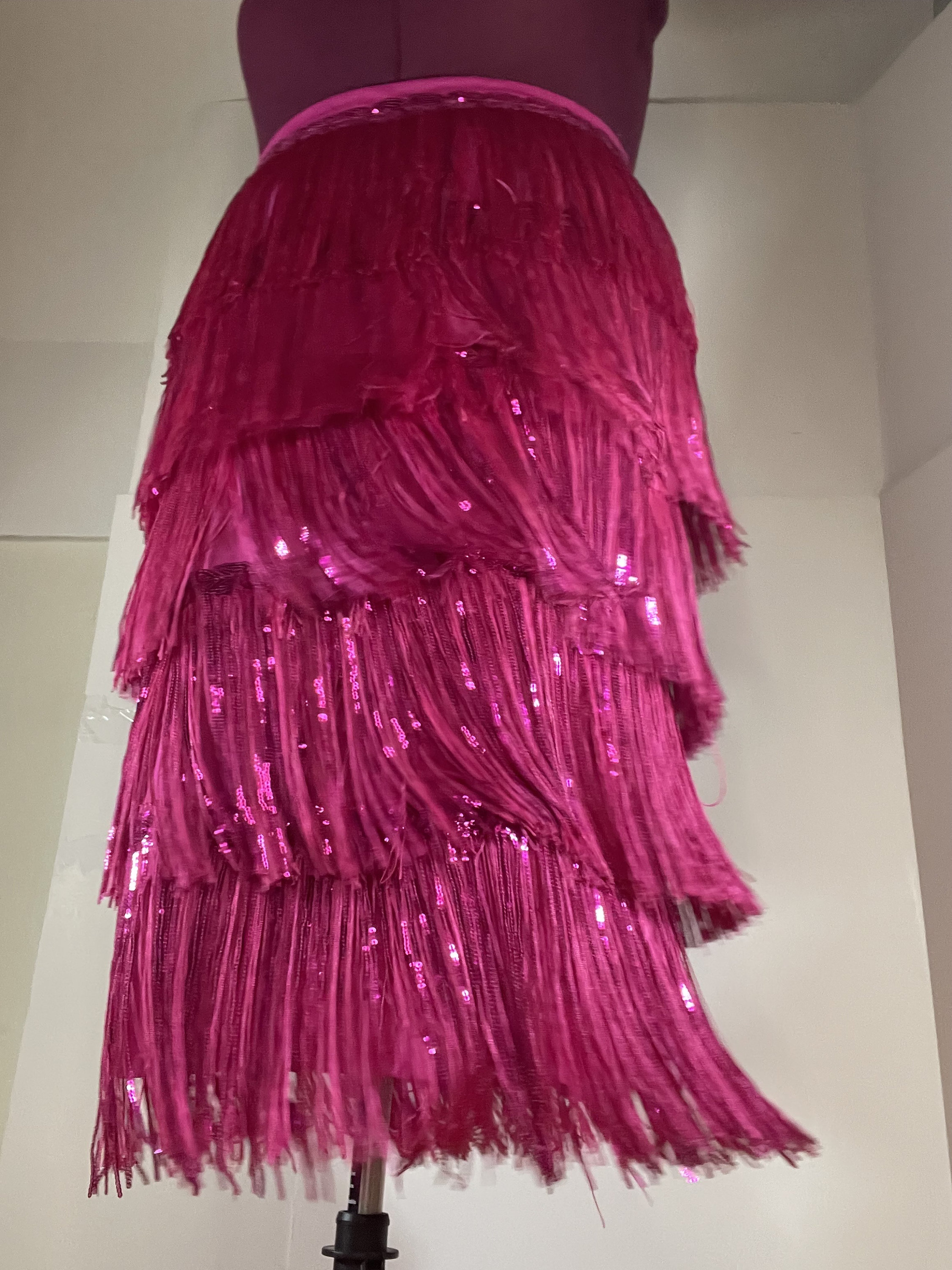 Sequin Stripe Fringe Skirt