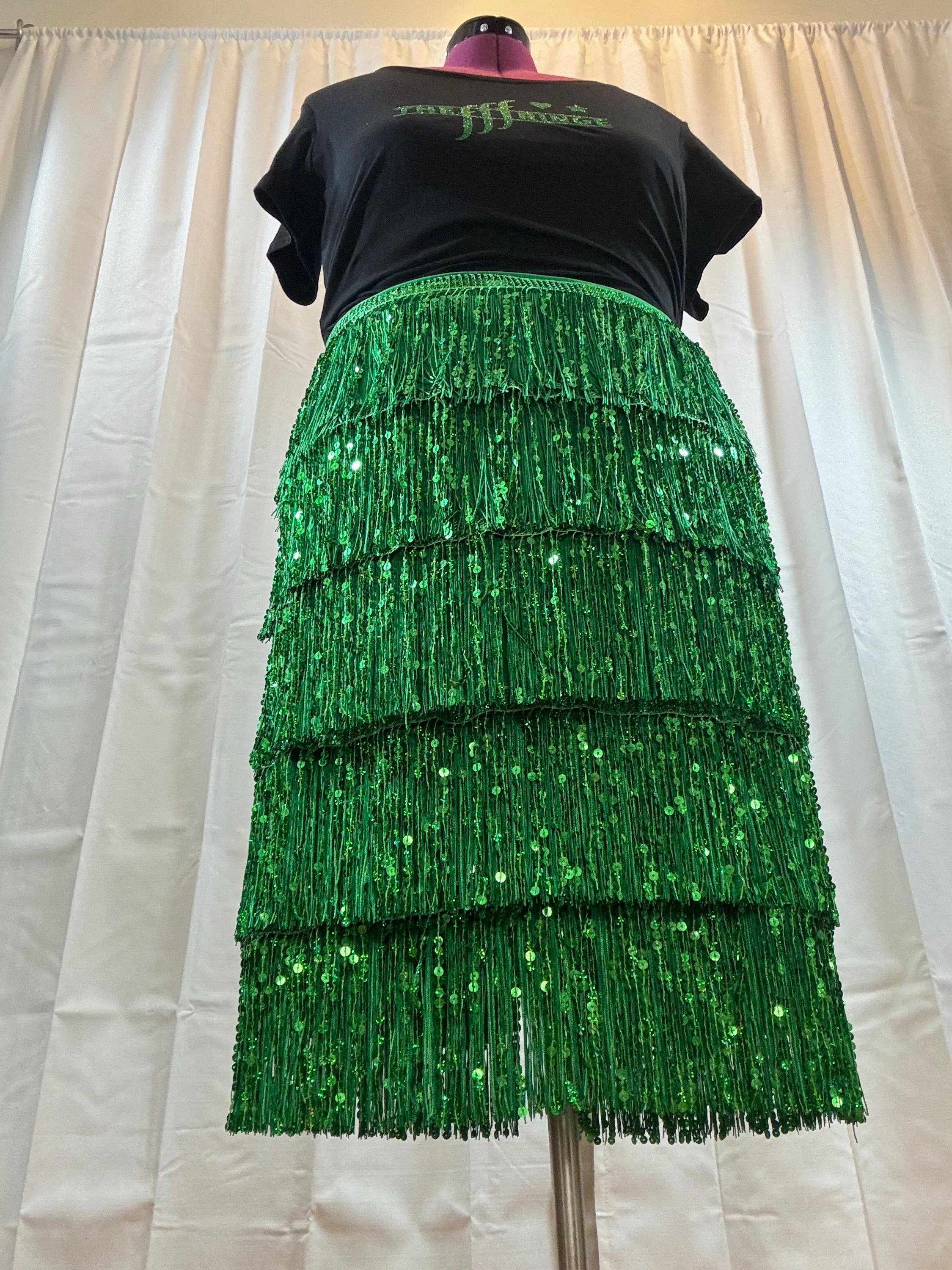 [Margesherwood ] / ☆ TASSEL SKIRT / green Green Fringe Skirt - Etsy