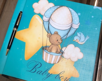 Elegantes Baby Boy First Year Album - Außergewöhnliche Qualität Perfektes Baby Shower Geschenk