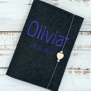 U-Heft Hülle aus Filz, Bestickt, U Heft Hülle personalisierbar, U Heft Hülle mit Impfpass, U Heft Hülle für Jungen / Mädchen